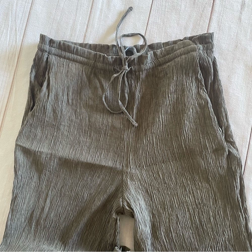 Zara Crinkle Gauze Pants Womens XS Gray High Rise Ankle Pull On Textured Pockets - Picture 8 of 15